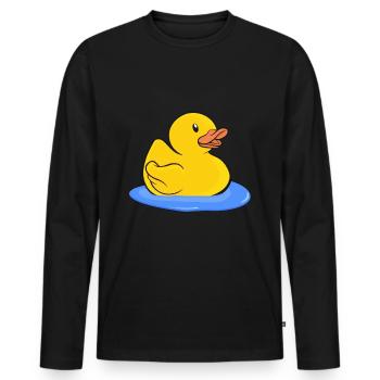 Badeente Gummiente - Männer Premium Bio Langarmshirt - Schwarz - Vorne - Nico (187cm)