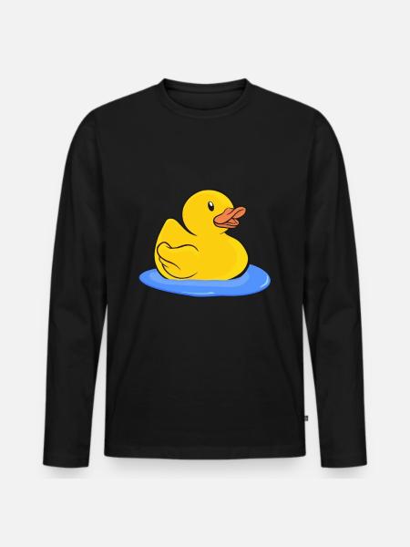 Badeente Gummiente - Männer Premium Bio Langarmshirt - Schwarz