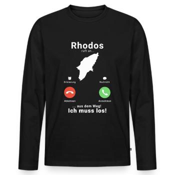 Griechenland Rhodos Anruf Insel Urlaub Reise - Männer Premium Bio Langarmshirt - Schwarz - Vorne - Nico (187cm)