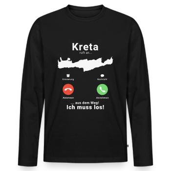 Griechenland Kreta Anruf Insel Urlaub Reise - Männer Premium Bio Langarmshirt - Schwarz - Vorne - Nico (187cm)