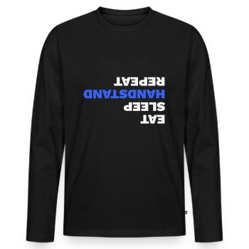 Eat Sleep Handstand Repeat - Gymnastique Gymnastique - T-shirt manches longues Premium bio Homme - noir - Devant - Nico (187cm)