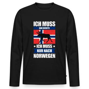 Ich Muss Gar Nichts - Ich Muss Nur Nach Norwegen - Männer Premium Bio Langarmshirt - Schwarz - Vorne - Nico (187cm)