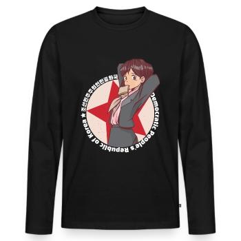North Korea Kim Yo Jong Anime Waifu - Men's Premium Organic Long Sleeve Shirt - black - Front - Nico (187cm)