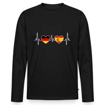 Spain and Germany heartbeat EKG trip - Men's Premium Organic Long Sleeve Shirt - black - Front - Nico (187cm)