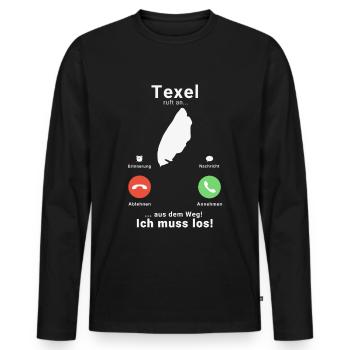 Texel Niederlande Holland Insel Anruf Telefon - Männer Premium Bio Langarmshirt - Schwarz - Vorne - Nico (187cm)