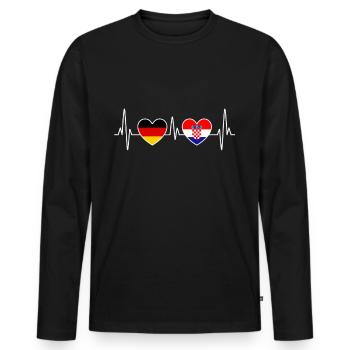 Croatie Allemagne Herzschlag EKG - voyage - T-shirt manches longues Premium bio Homme - noir - Devant - Nico (187cm)