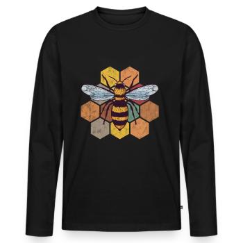 Imker Biene Vintage Retro Honigbiene - Männer Premium Bio Langarmshirt - Schwarz - Vorne - Nico (187cm)