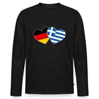 La Grèce et l'Allemagne cœur de vacances en Crète - T-shirt manches longues Premium bio Homme - noir - Devant - Nico (187cm)