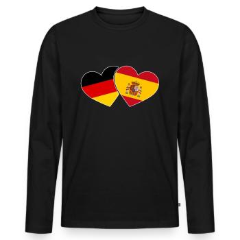 Espagne et Allemagne coeur - vacances de voyage - T-shirt manches longues Premium bio Homme - noir - Devant - Nico (187cm)