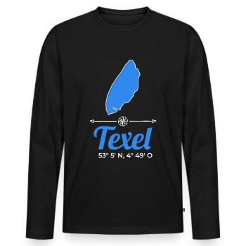 Texel Netherlands Holland Island Coordinates - Men's Premium Organic Long Sleeve Shirt - black - Front - Nico (187cm)