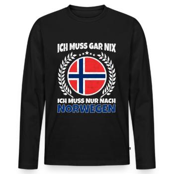 Ich Muss Gar Nichts - Ich Muss Nur Nach Norwegen - Männer Premium Bio Langarmshirt - Schwarz - Vorne - Nico (187cm)