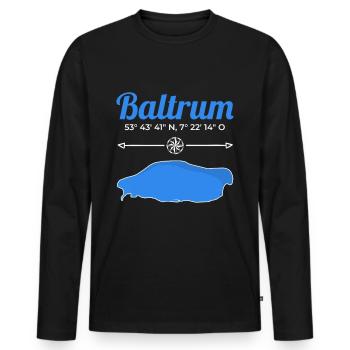 Baltrum Coordonnées Mer du Nord Île Vacances Voyage - T-shirt manches longues Premium bio Homme - noir - Devant - Nico (187cm)
