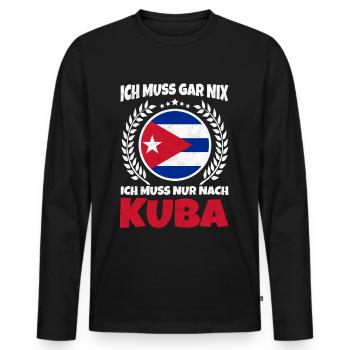 Je n’ai rien à faire - Je dois juste aller à Cuba - T-shirt manches longues Premium bio Homme - noir - Devant - Nico (187cm)