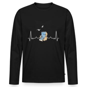 Chaise de plage Heartbeat Beach Mer Baltique Mer du Nord - T-shirt manches longues Premium bio Homme - noir - Devant - Nico (187cm)