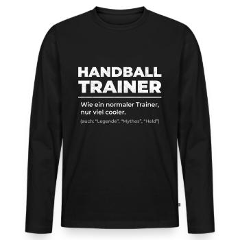 Handball Coach - Men's Premium Organic Long Sleeve Shirt - black - Front - Nico (187cm)