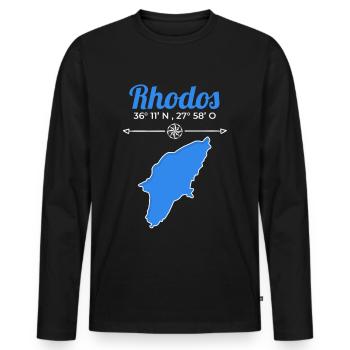 Grèce Rhodes Coordonnées Île Vacances Voyage - T-shirt manches longues Premium bio Homme - noir - Devant - Nico (187cm)