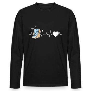 Chaise de plage Heartbeat Beach Mer Baltique Mer du Nord - T-shirt manches longues Premium bio Homme - noir - Devant - Nico (187cm)