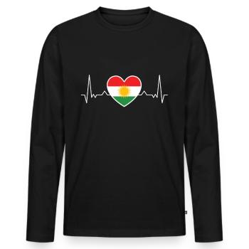 Kurdistan flag heart heartbeat origin - Men's Premium Organic Long Sleeve Shirt - black - Front - Nico (187cm)