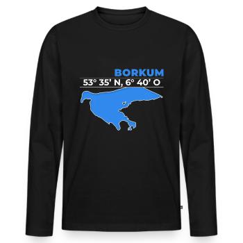 Borkum coordonne les vacances sur l'île de la mer du Nord - T-shirt manches longues Premium bio Homme - noir - Devant - Nico (187cm)