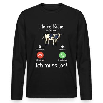 Mes vaches appellent - Farmer Farmer Animals - T-shirt manches longues Premium bio Homme - noir - Devant - Nico (187cm)