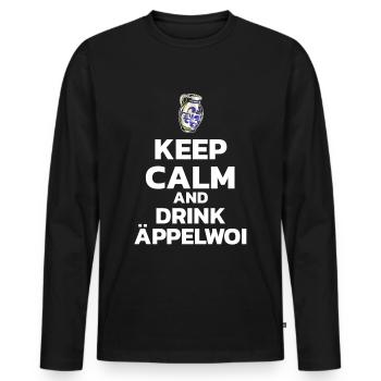 Restez calme et buvez du cidre Äppelwoi Bembel - T-shirt manches longues Premium bio Homme - noir - Devant - Nico (187cm)