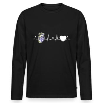 Cidre Bembel Heartbeat Ãppelwoi Äppler Gesche - T-shirt manches longues Premium bio Homme - noir - Devant - Nico (187cm)