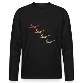 Segelflugzeug Segelflieger Segelflug Retro Vintage - Männer Premium Bio Langarmshirt - Schwarz - Vorne - Nico (187cm)