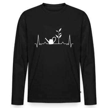 Garten Herzschlag Gärtner Gärtnerei Gartenarbei - Männer Premium Bio Langarmshirt - Schwarz - Vorne - Nico (187cm)