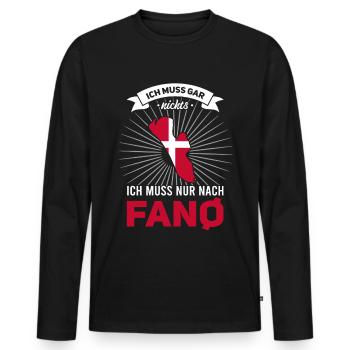 Ich muss Gar Nix Ich muss nur nach Fanö Fanø - Männer Premium Bio Langarmshirt - Schwarz - Vorne - Nico (187cm)