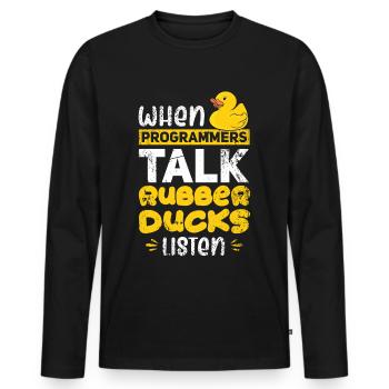 Programming Duck developer duck rubber duck - Men's Premium Organic Long Sleeve Shirt - black - Front - Nico (187cm)