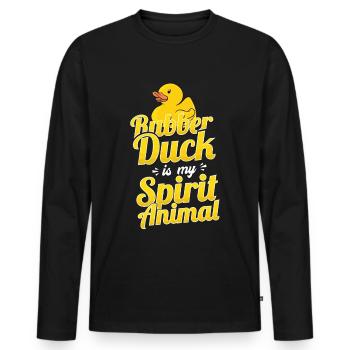 Rubber Duck is my Spirit Animal Gummiente - Männer Premium Bio Langarmshirt - Schwarz - Vorne - Nico (187cm)