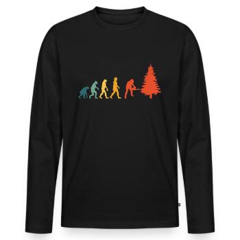 Tronçonneuse Bûcheron Rétro Vintage - T-shirt manches longues Premium bio Homme - noir - Devant - Nico (187cm)