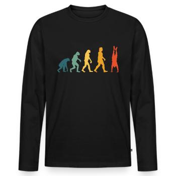 Handstand Evolution Turnen Gymnastik Retro Vintage - Männer Premium Bio Langarmshirt - Schwarz - Vorne - Nico (187cm)
