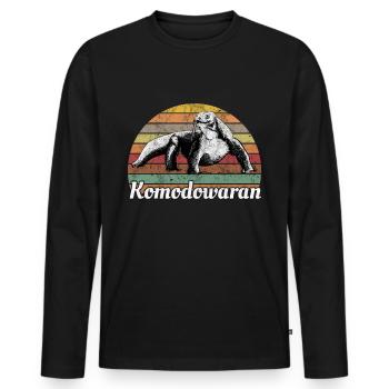 Komodowaran Komodo Reptilien Vintage - Männer Premium Bio Langarmshirt - Schwarz - Vorne - Nico (187cm)