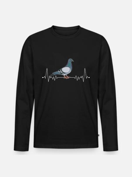 Tauben Herzschlag Stadttaube Brieftaube - Männer Premium Bio Langarmshirt - Schwarz