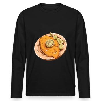 schnitzel - Men's Premium Organic Long Sleeve Shirt - black - Front - Nico (187cm)