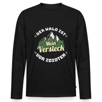 Der Wald ist mein Versteck vor Idioten - Männer Premium Bio Langarmshirt - Schwarz - Vorne - Nico (187cm)