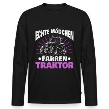 Echte Mädchen fahren Traktor Traktorfahrer Landwir - Männer Premium Bio Langarmshirt - Schwarz - Vorne - Nico (187cm)