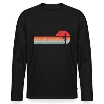 Model airplane vintage model airplane retro - Men's Premium Organic Long Sleeve Shirt - black - Front - Nico (187cm)