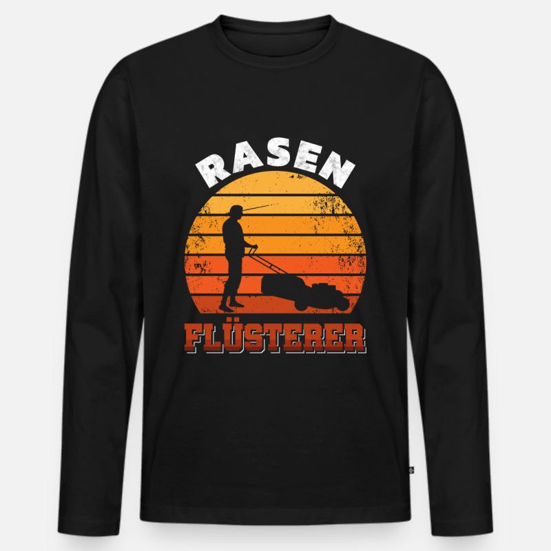 Rasenflüsterer Gärtner Gartenarbeit - Männer Premium Bio Langarmshirt - Schwarz