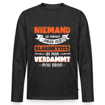 Klarinettist Klarinette Klarinettenspielerin - Männer Premium Bio Langarmshirt - Anthrazit meliert - Vorne - Nico (187cm)