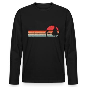 Tronçonneuse Bûcheron Rétro Vintage - T-shirt manches longues Premium bio Homme - noir - Devant - Nico (187cm)