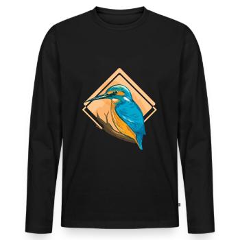 Oiseau bleu Kingfisher - T-shirt manches longues Premium bio Homme - noir - Devant - Nico (187cm)