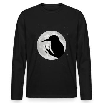 Eisvogel Mond Blauer Vogel - Männer Premium Bio Langarmshirt - Schwarz - Vorne - Nico (187cm)