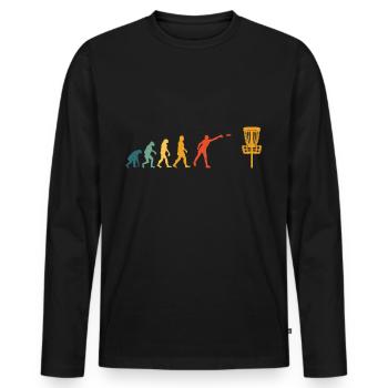 Disc Golf Evolution Vintage Disc Golf Player - T-shirt manches longues Premium bio Homme - noir - Devant - Nico (187cm)