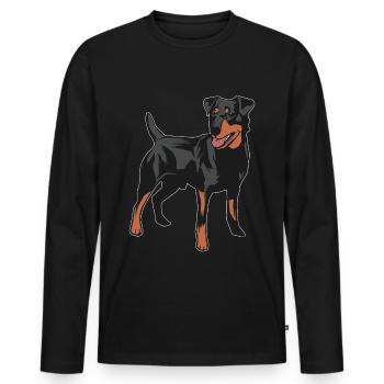 German Jagdterrier Hound Dog Gift - Men's Premium Organic Long Sleeve Shirt - black - Front - Nico (187cm)