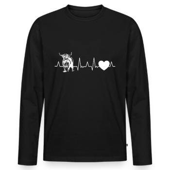 Scottish highland cattle heartbeat beef farmer - Men's Premium Organic Long Sleeve Shirt - black - Front - Nico (187cm)
