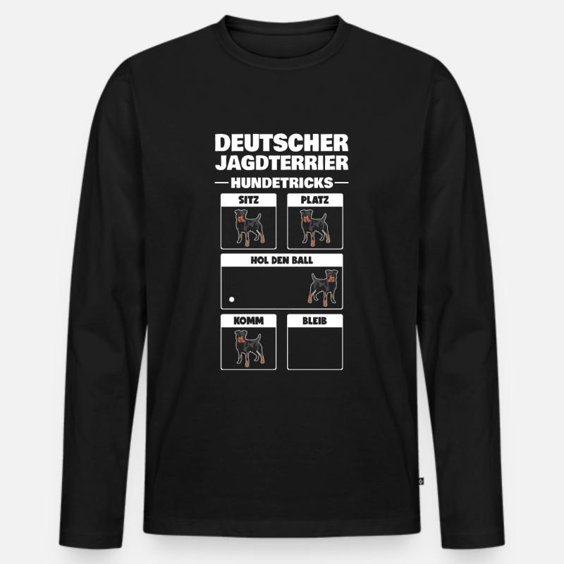 Deutscher Jagdterrier Hundetricks Tricks Jagdhund - Männer Premium Bio Langarmshirt - Schwarz