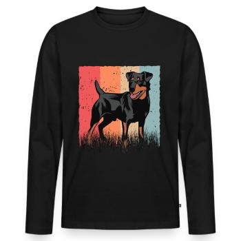 German Jagdterrier Vintage Retro Gift - Men's Premium Organic Long Sleeve Shirt - black - Front - Nico (187cm)