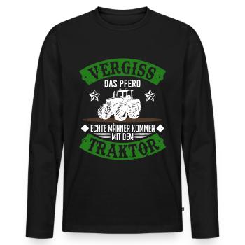 Traktor Echte Männer Spruch Traktorfahrer Geschenk - Männer Premium Bio Langarmshirt - Schwarz - Vorne - Nico (187cm)